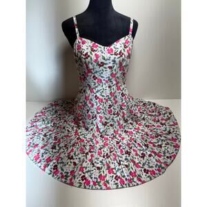 Y2K Women’s Baby Doll Cami Floral Mini Dress Sz M Pink V Neck Milk Maid Old Navy